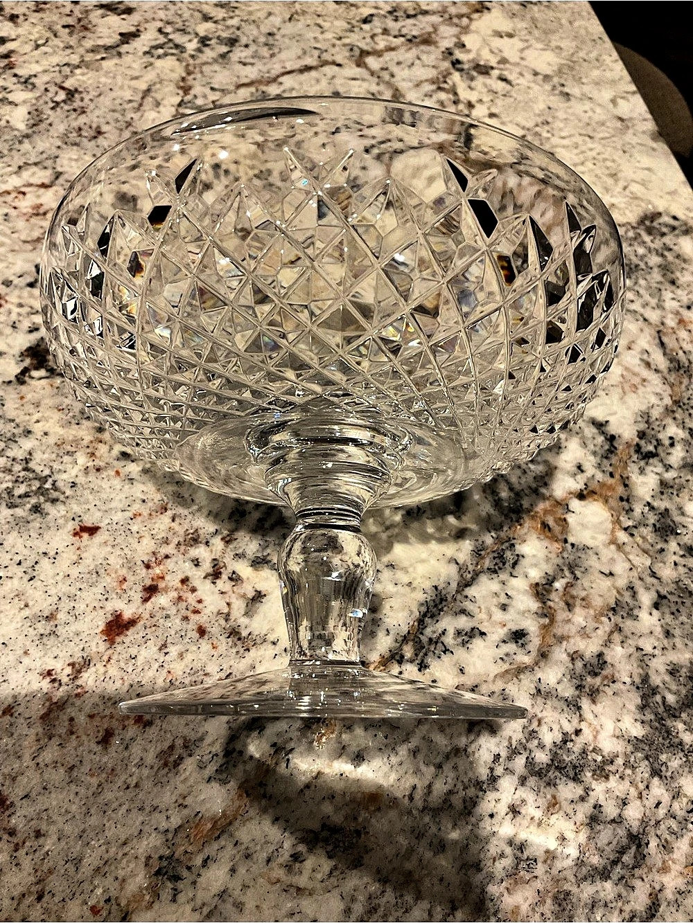 Irish Waterford Lismore Design Footed Compote Bowl Hand Cut Crystal